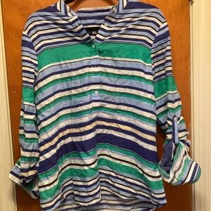 Striped Blue and Green Women's Top